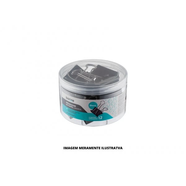 PRENDEDOR PAPEL - BAZZE - 51MM PRETO PT 12UN